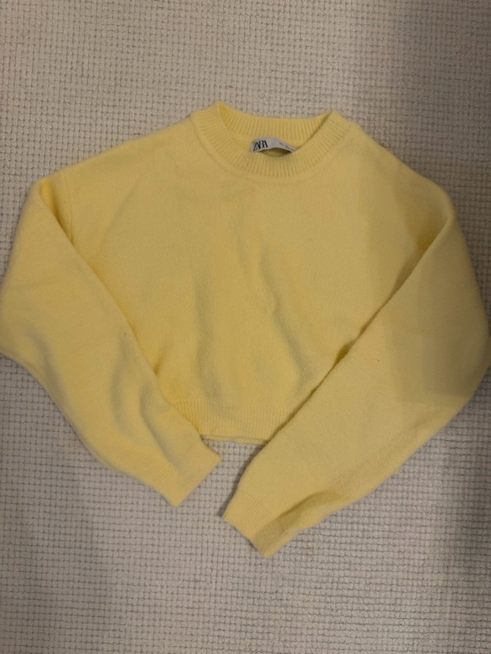 ZARA Soft Yellow Cropped Knit Sweater